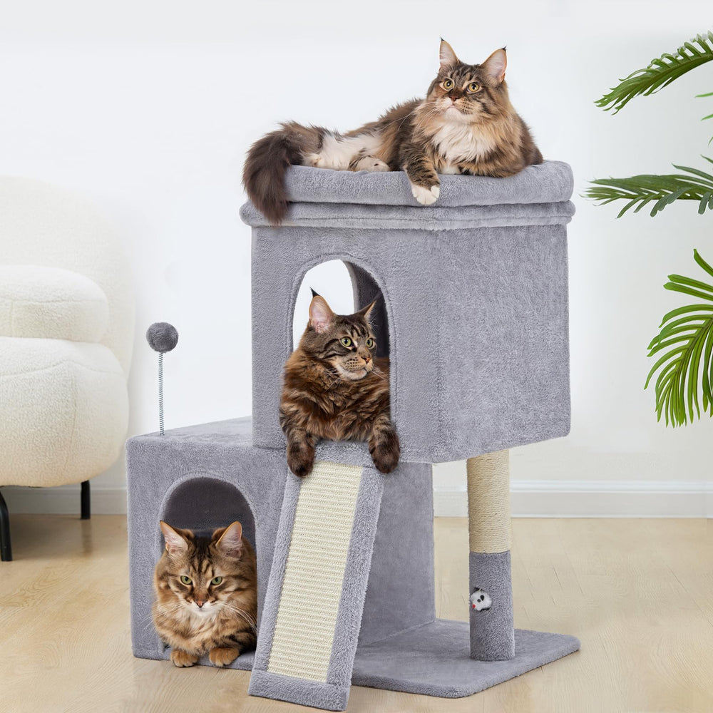 Woochpet 32inch cat tree double-decker design supports multiple cats.