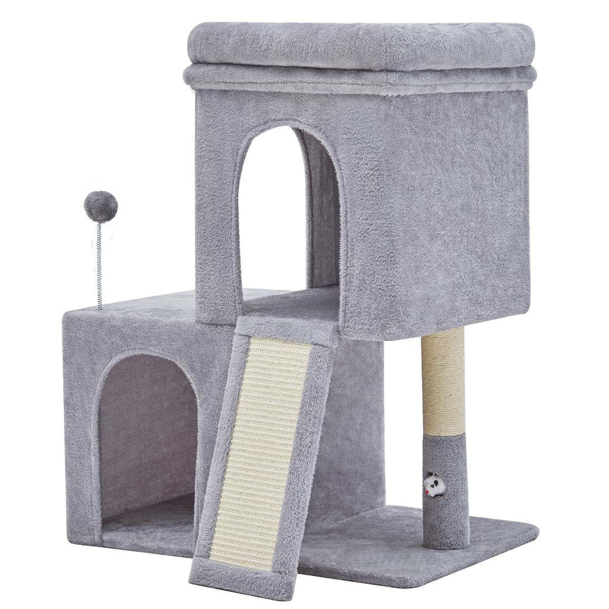 Woochpet 32inch cat tree top view offers elevated sight lines and cozy perching.