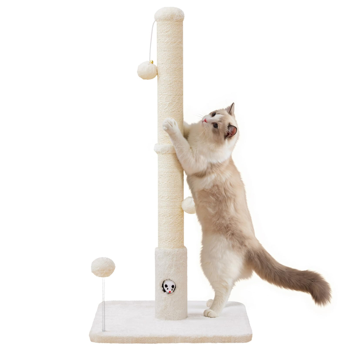 Woochpet 33-inch cat scratching post with natural sisal rope for claw care and furniture protection.