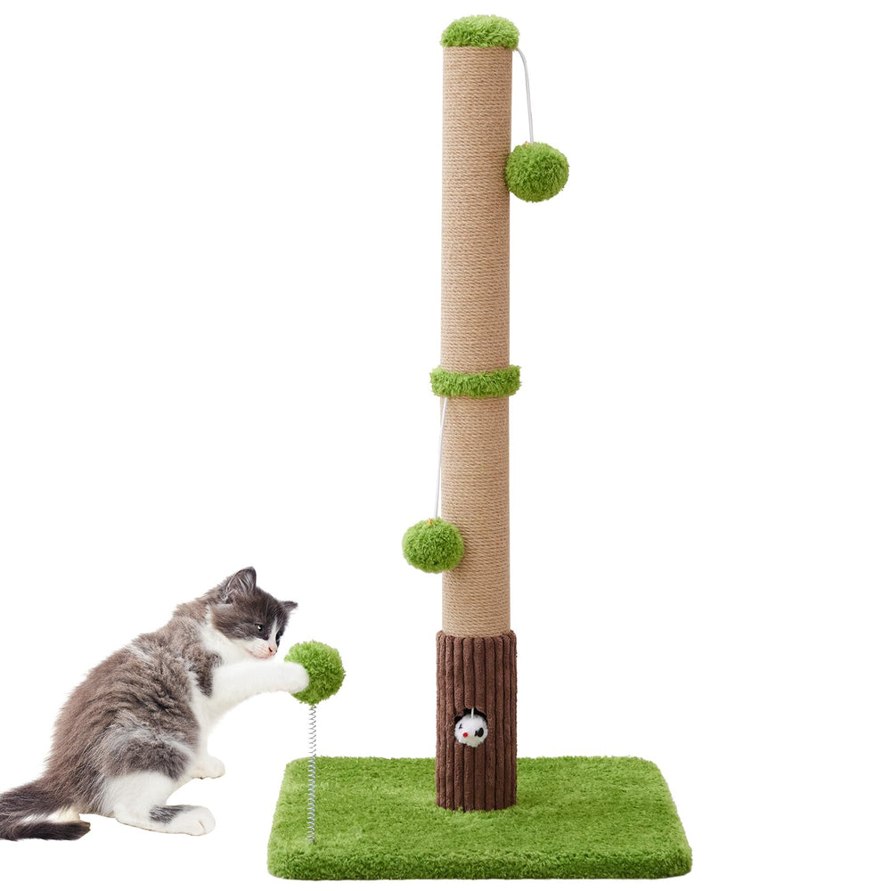 Woochpet 33inch sisal scratching post close-up highlights durable natural fiber for furniture protection