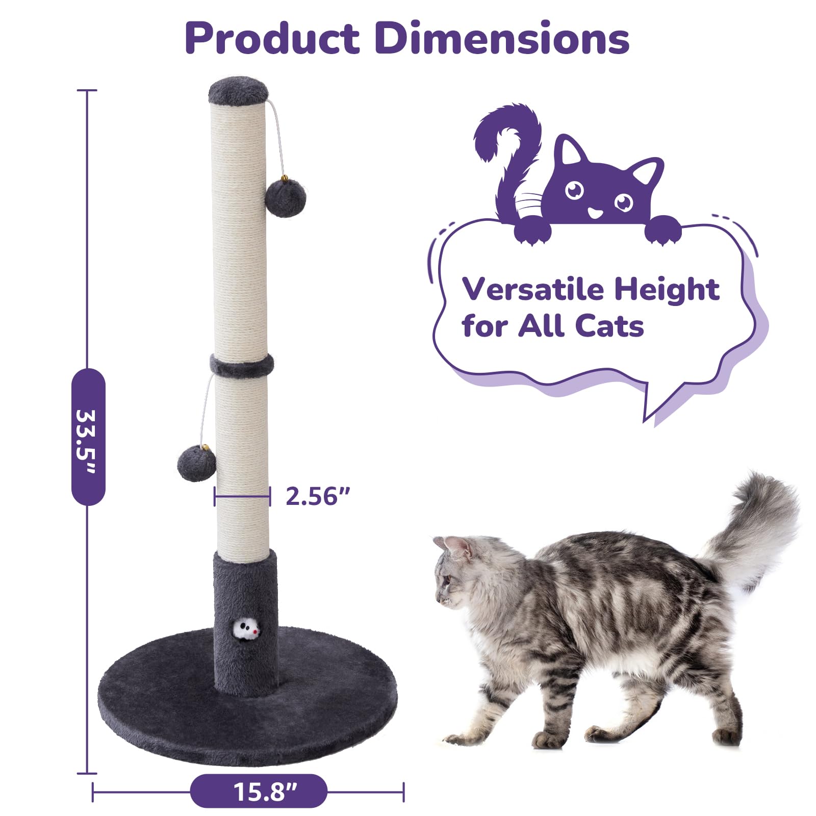 Woochpet cat scratching post with hanging ball for interactive play