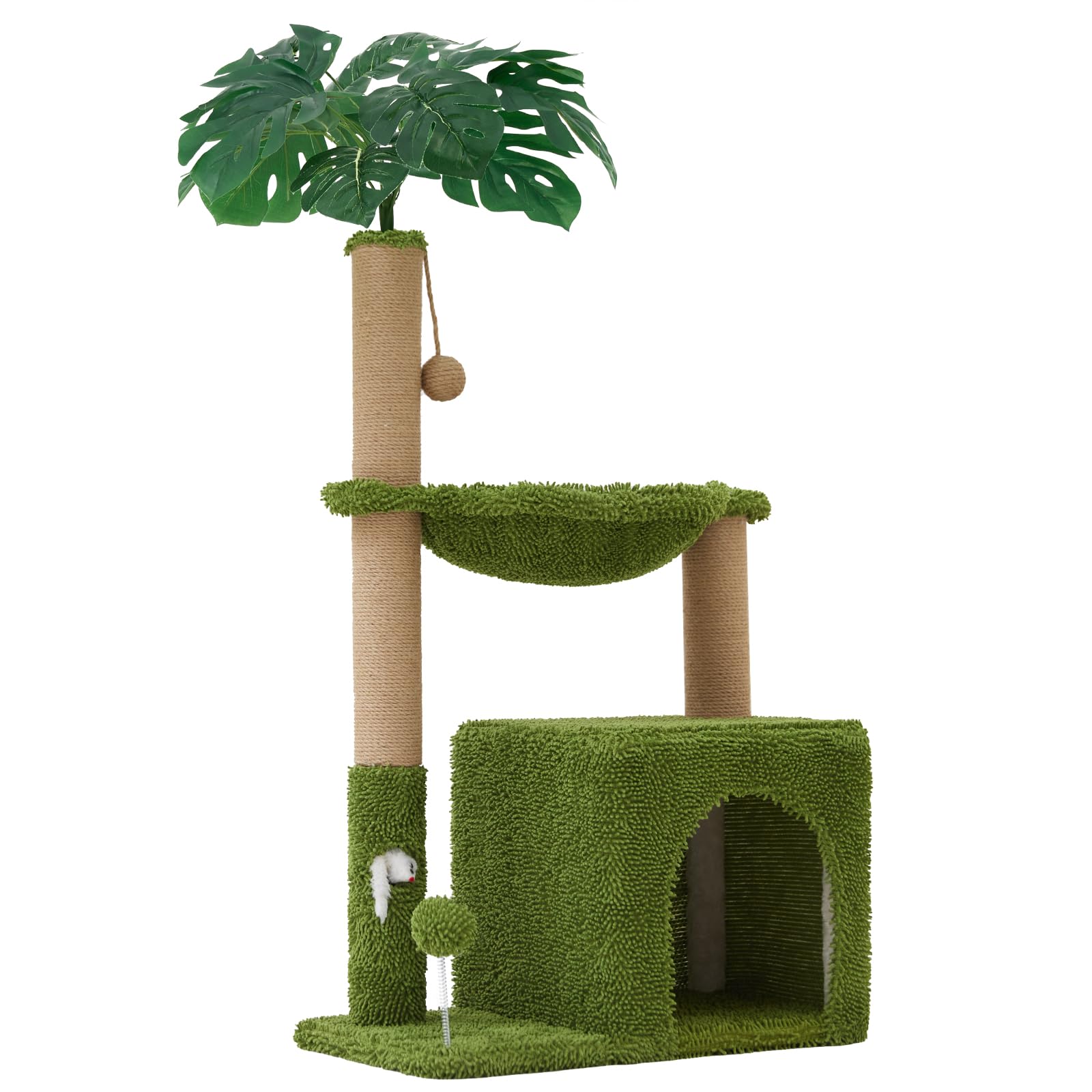 Woochpet 37-inch cat tree fits vertical space for multi-level lounging.