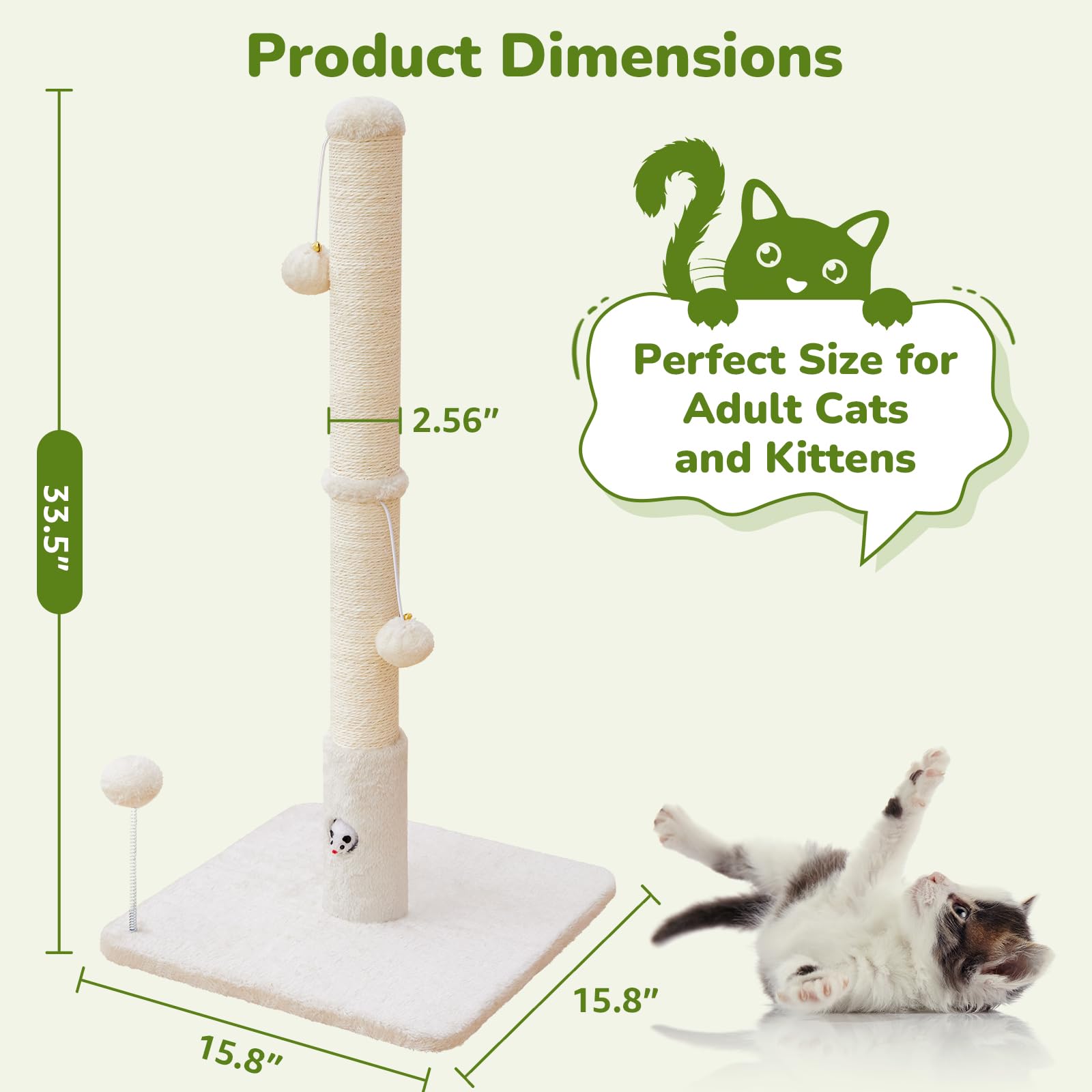 Woochpet scratching post base plush surface provides comfortable resting after play.