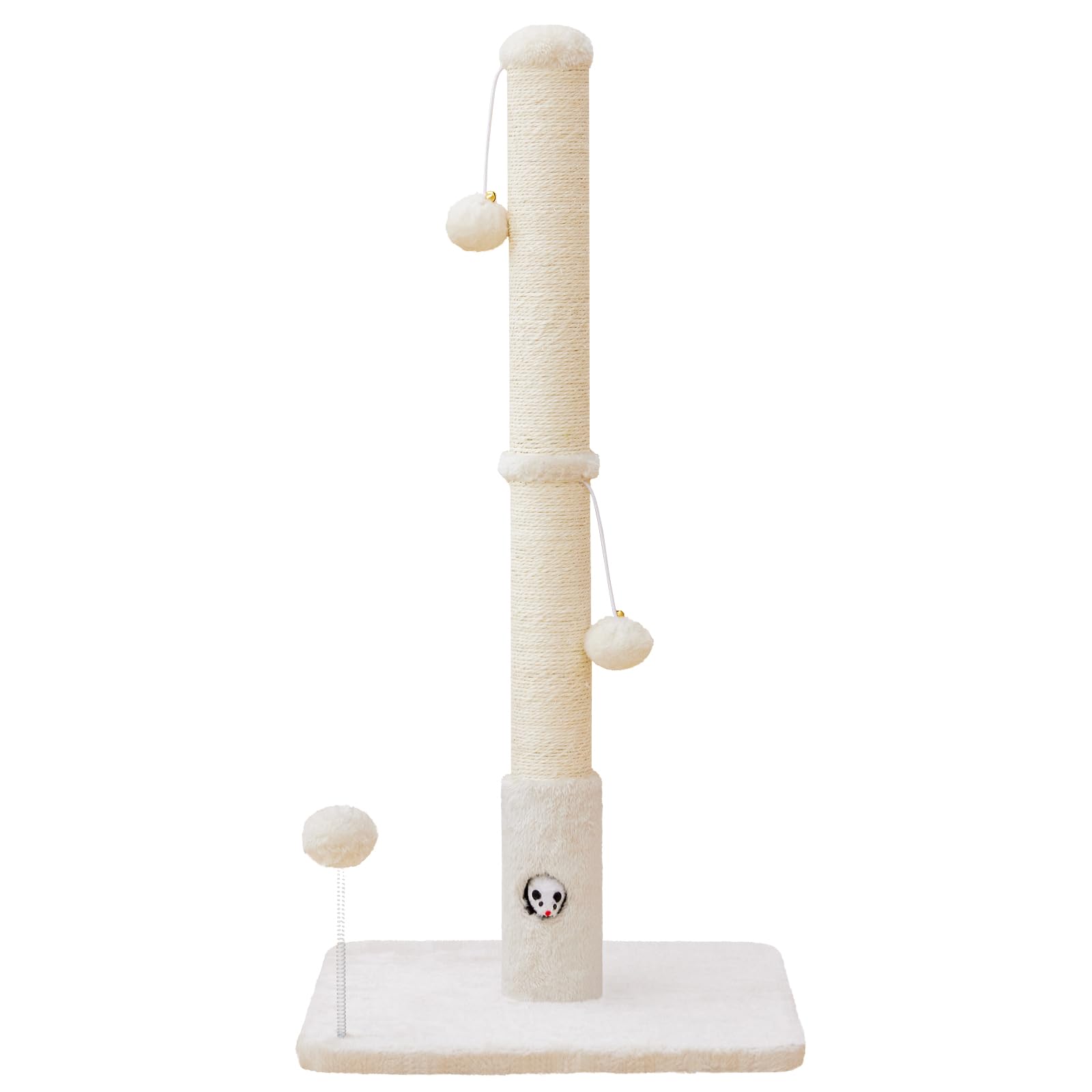 Woochpet scratch post in neutral colors blends with decor.