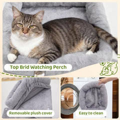 Woochpet hunting set on the cat tree encourages playful stalking.