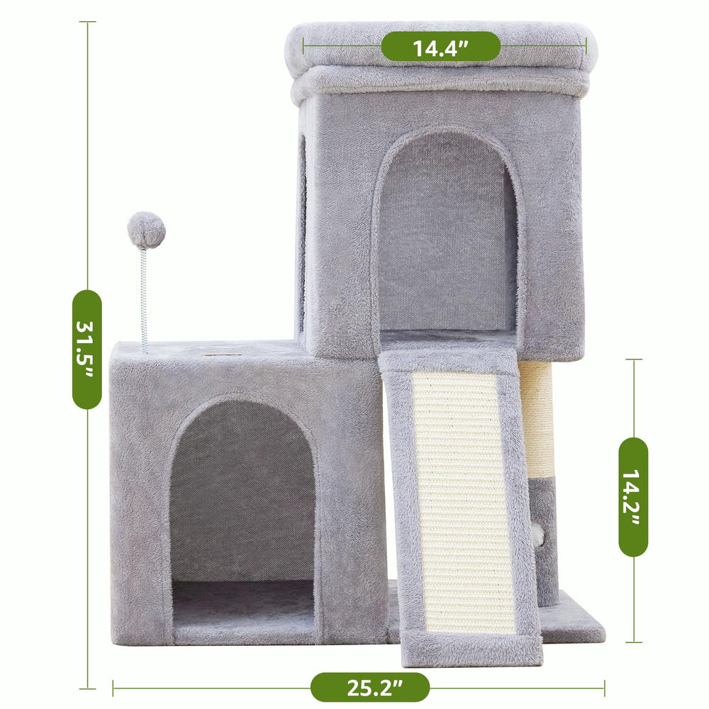 Woochpet cat tree features natural sisal posts for satisfying scratching.