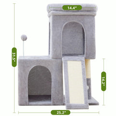Woochpet cat tree features natural sisal posts for satisfying scratching.