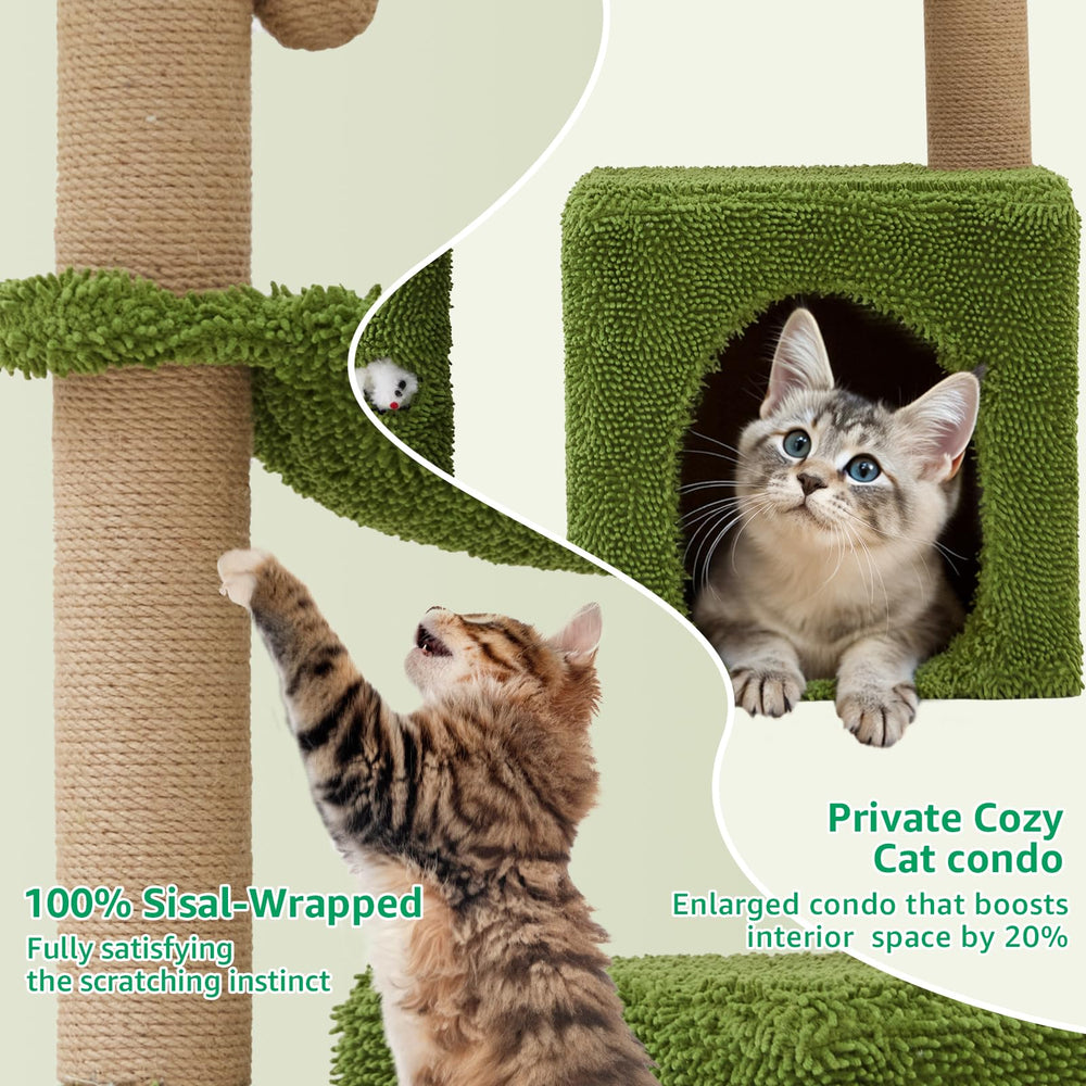 Woochpet green plant accents blend with decor and stimulate play.