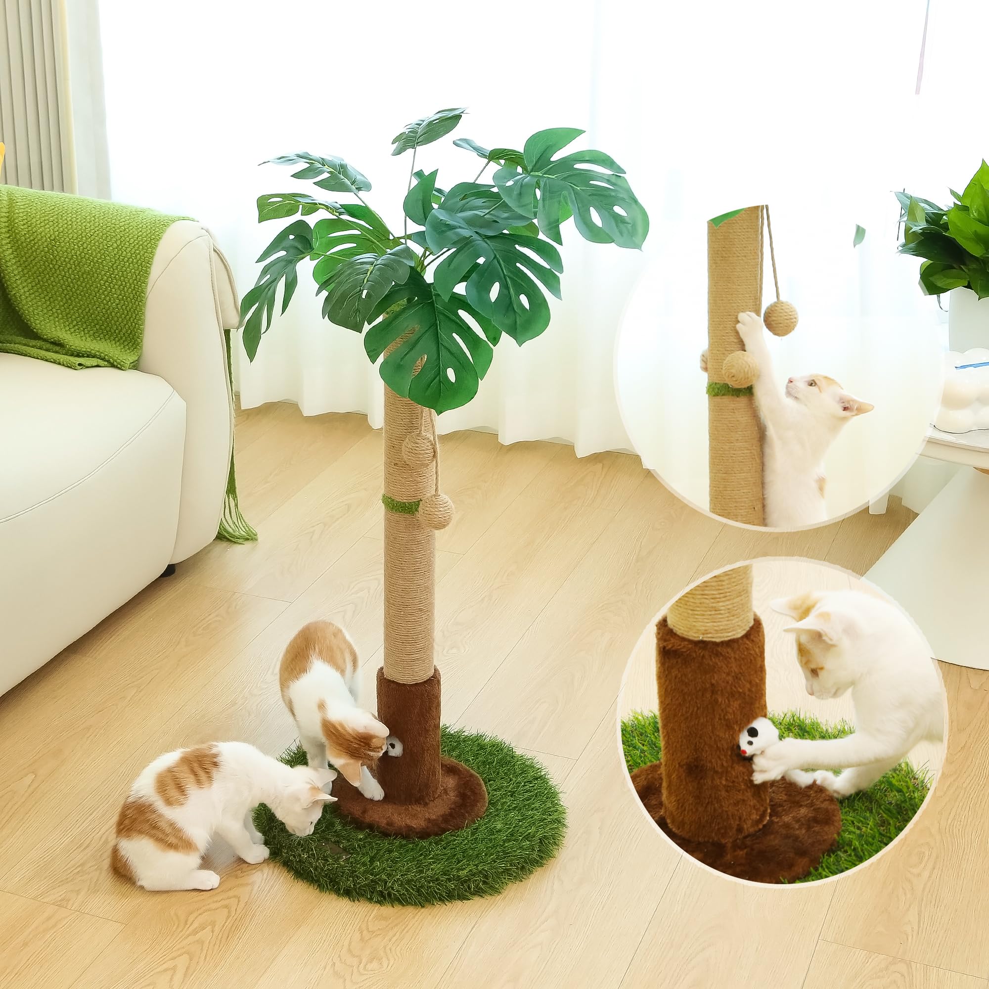 Woochpet premium sisal rope wrap encourages natural scratching and coat care.