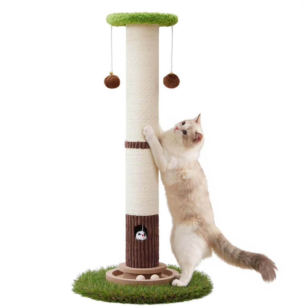 Woochpet cat scratching post sisal surface closeup highlights durable furniture protection.