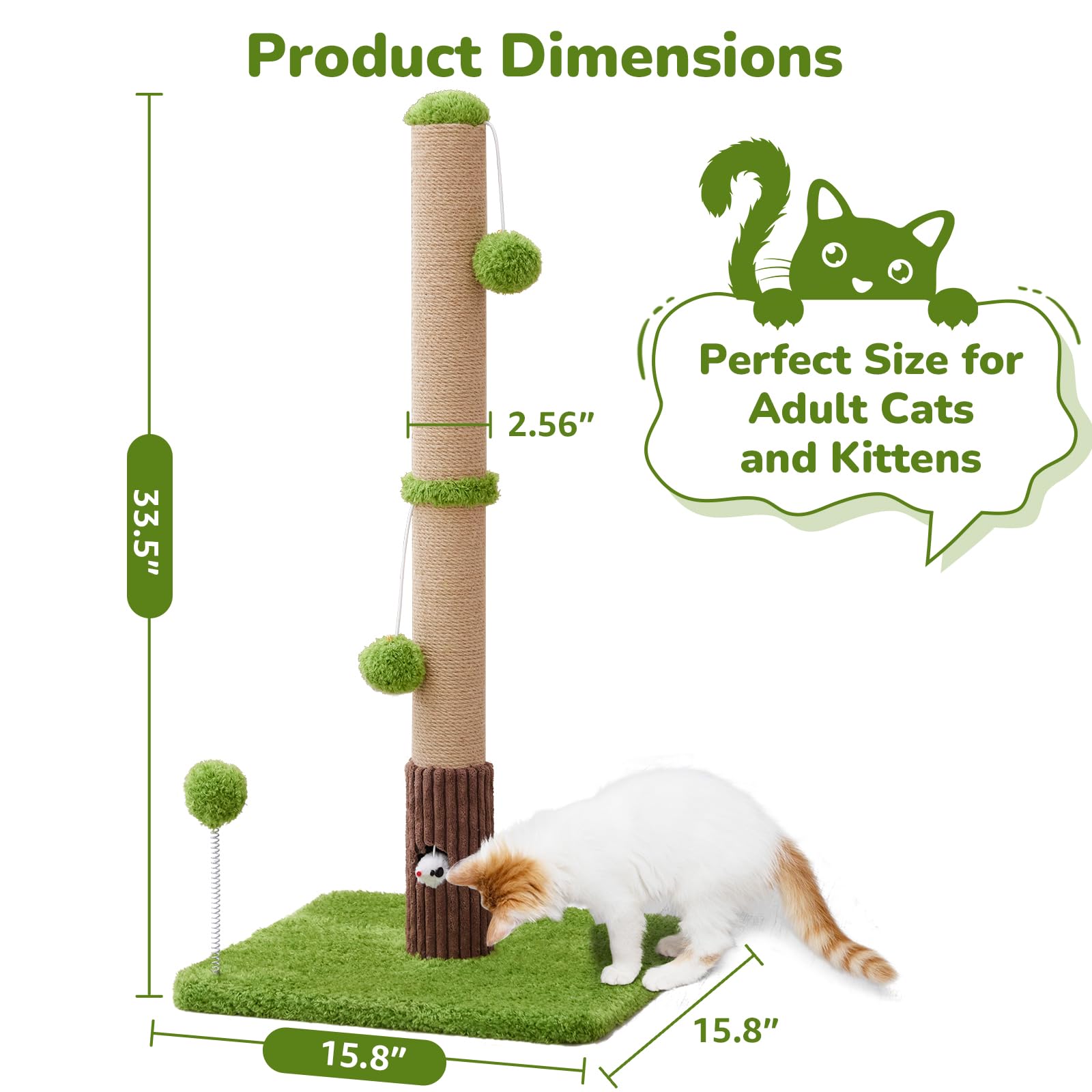 Woochpet sturdy square base prevents wobble during vigorous scratching sessions