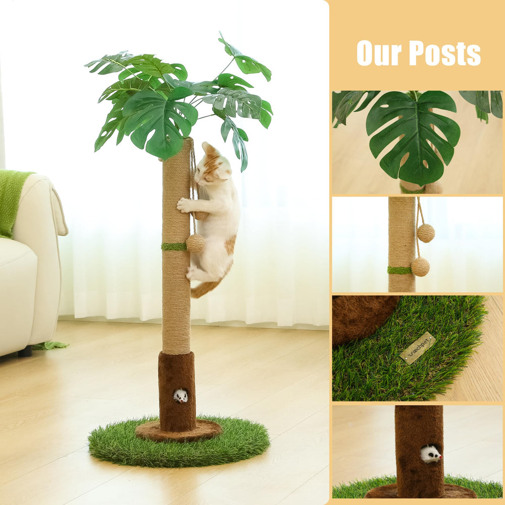 Woochpet tall cat scratching post supports indoor cats' stretching and claws.
