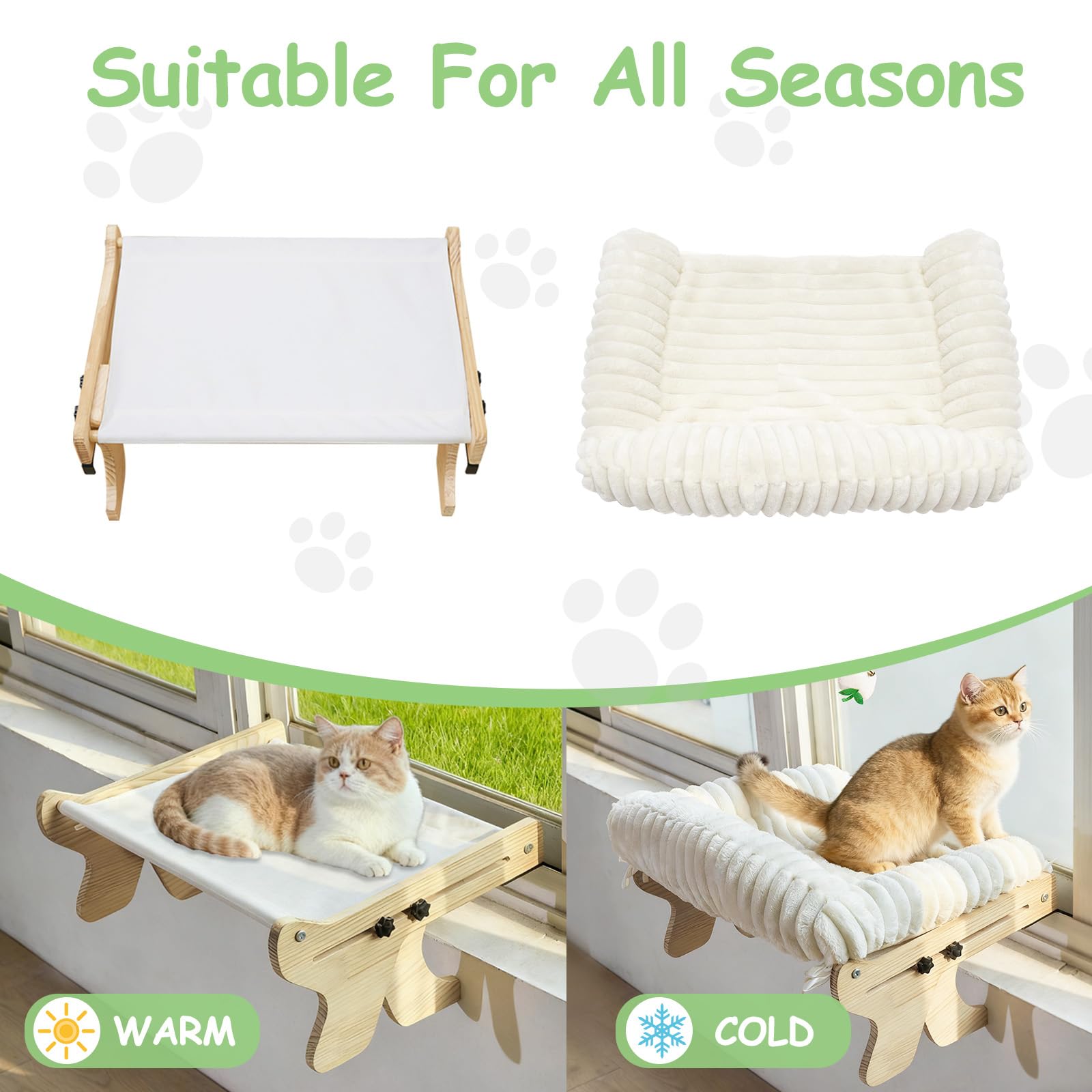 Woochpet window perch plush bed removable for seasonal comfort