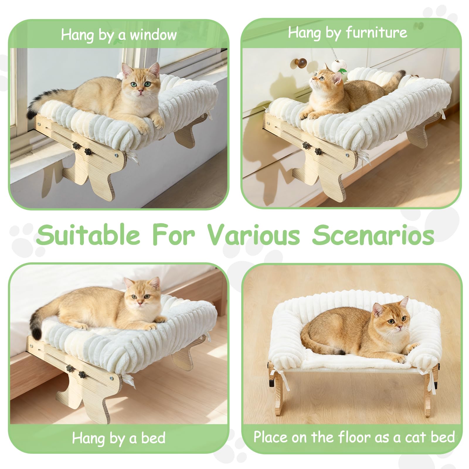 Woochpet window perch webbing binding enables easy disassembly for cleaning