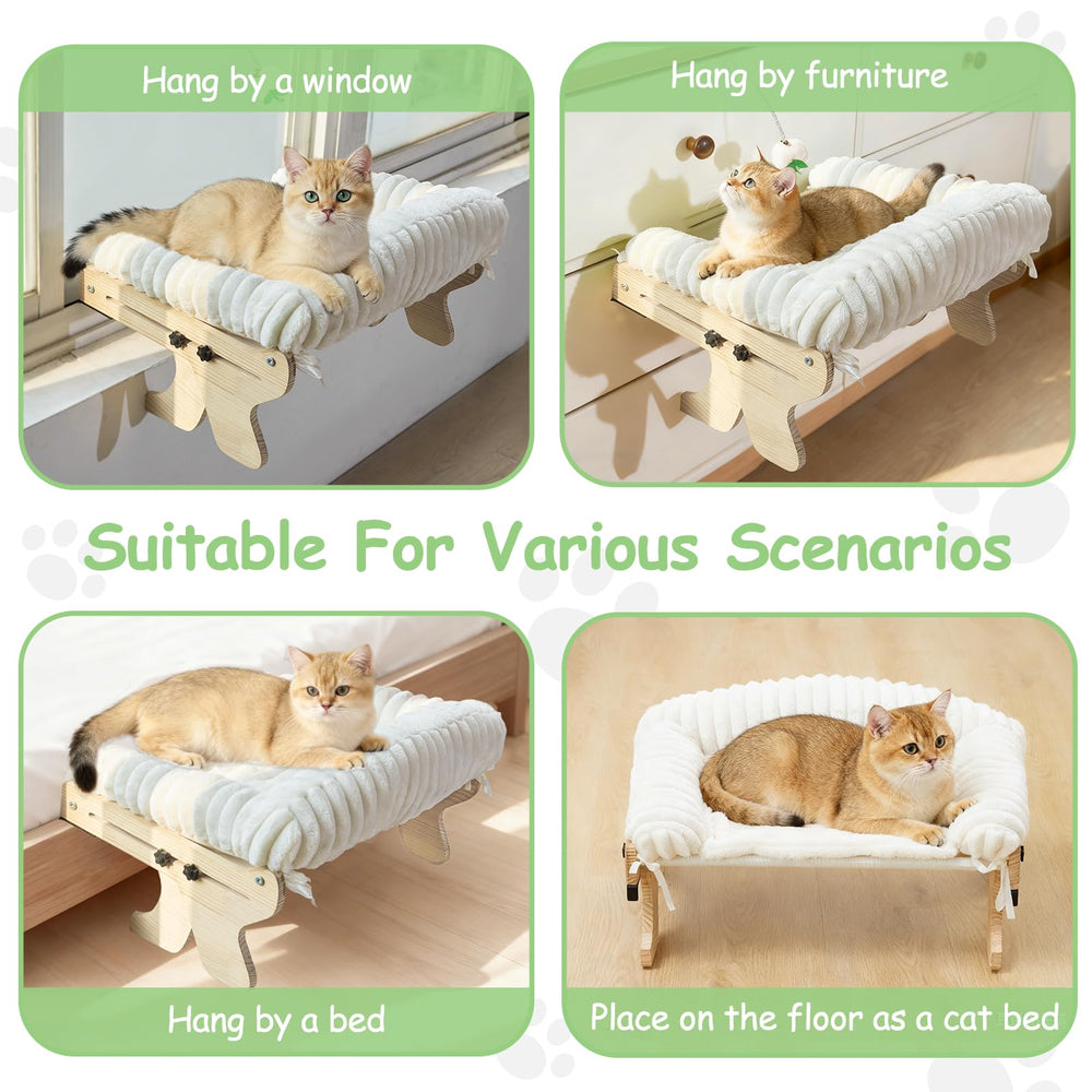 Woochpet window perch webbing binding enables easy disassembly for cleaning