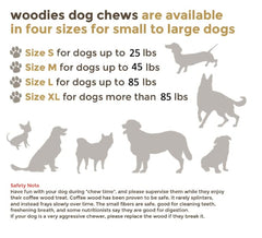 Woodies coffee wood dog teeth cleaning focus demonstrates dental health potential.