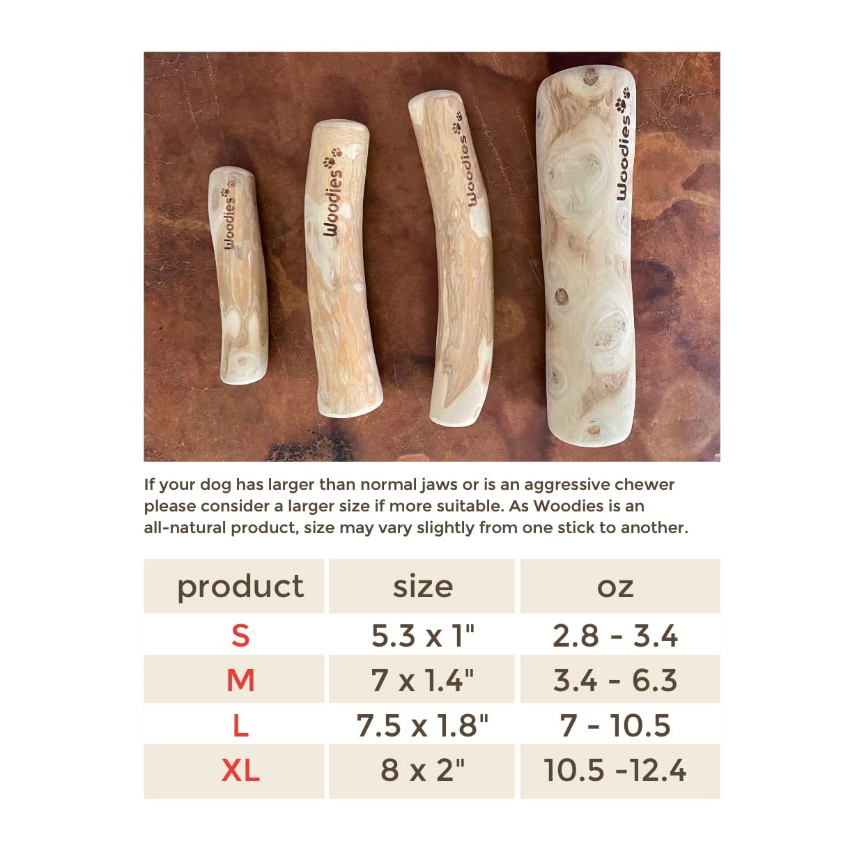 Woodies coffee wood ends smoothed closeup emphasizes gentler chewing experience.