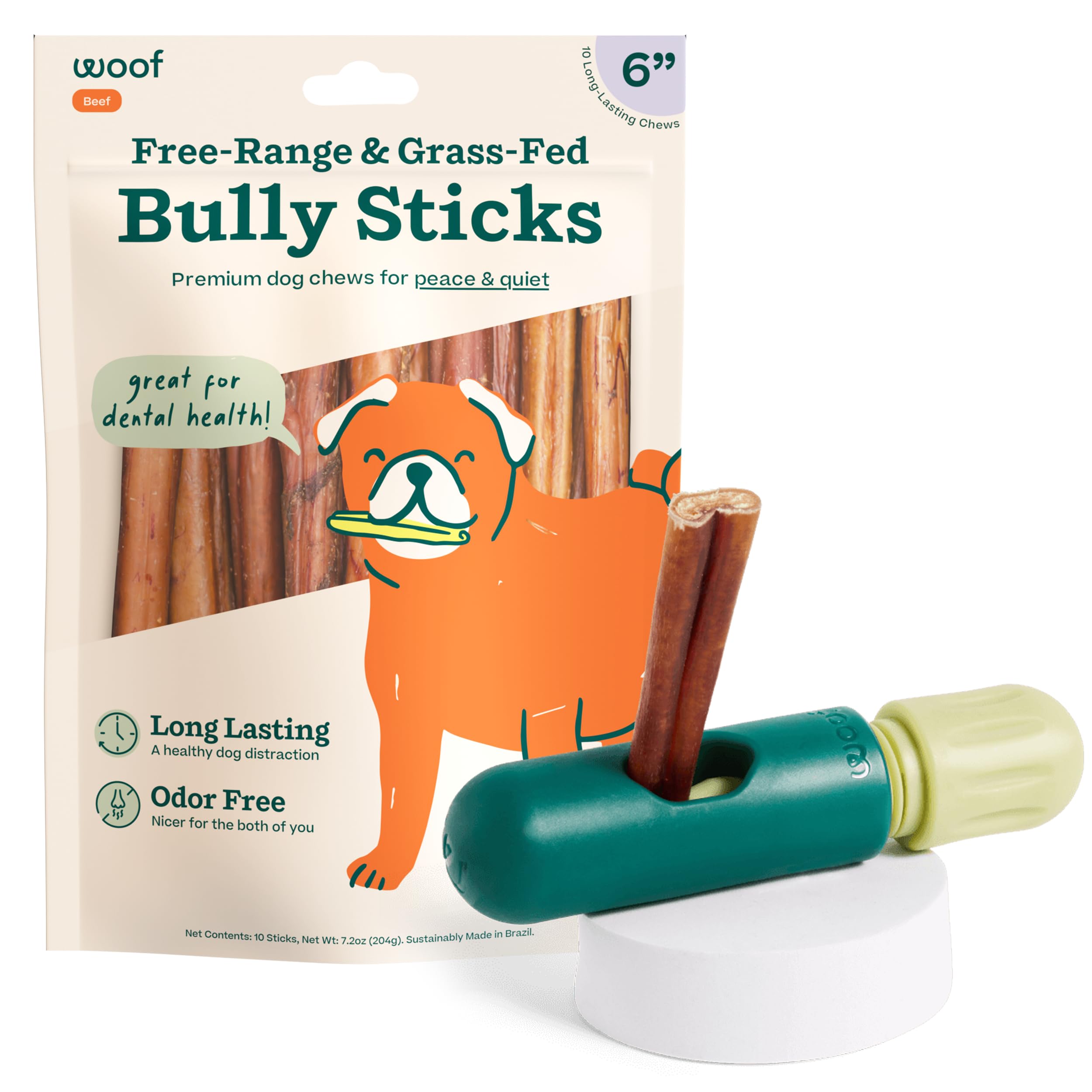 WOOF BullySafe holder in-use for safer playtime during chews.