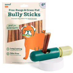 WOOF BullySafe holder in-use for safer playtime during chews.