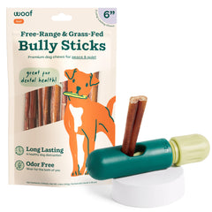 WOOF BullySafe holder setup shows easy assembly for safer, longer chew sessions.