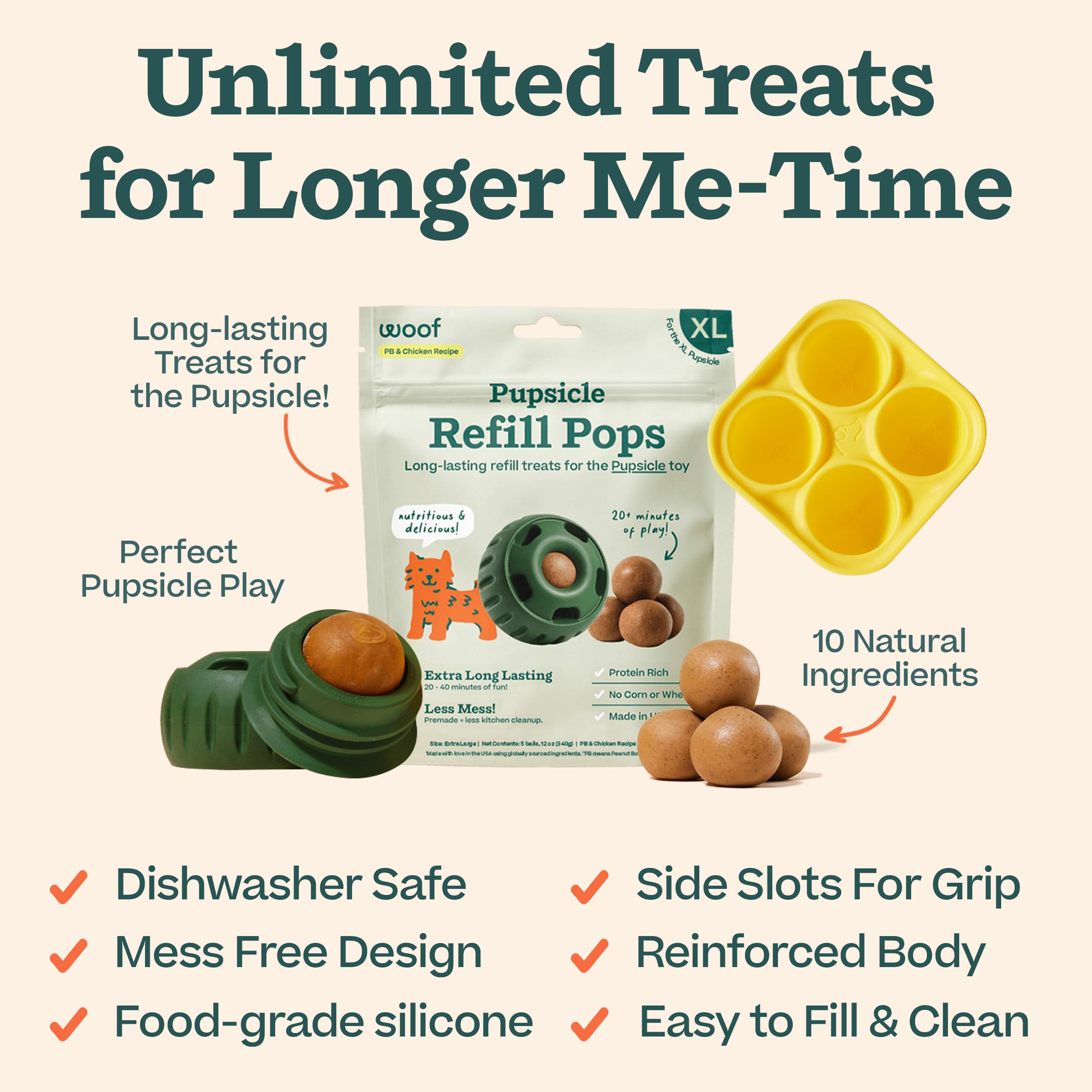 WOOF Freezer-friendly molds for custom dog snacks anytime