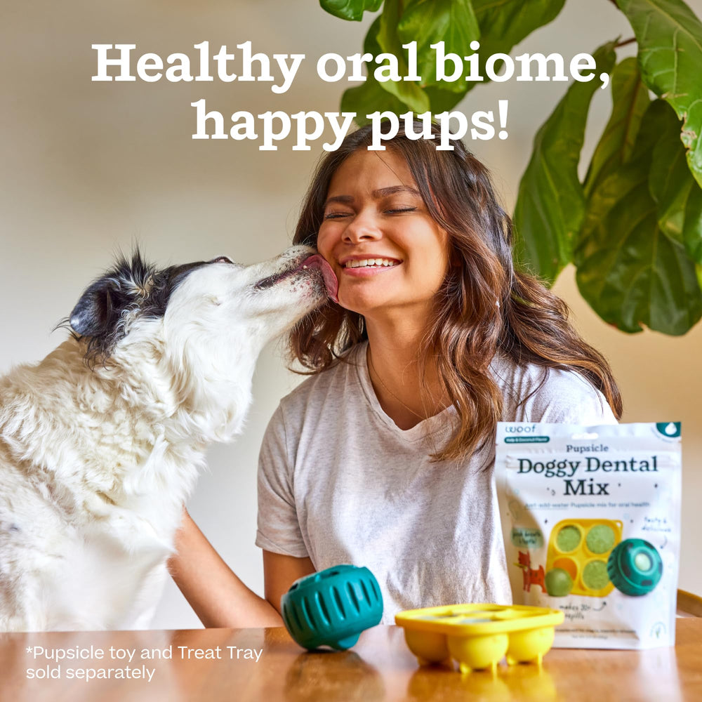 Woof Pup shows fresh breath and cleaner teeth after use.