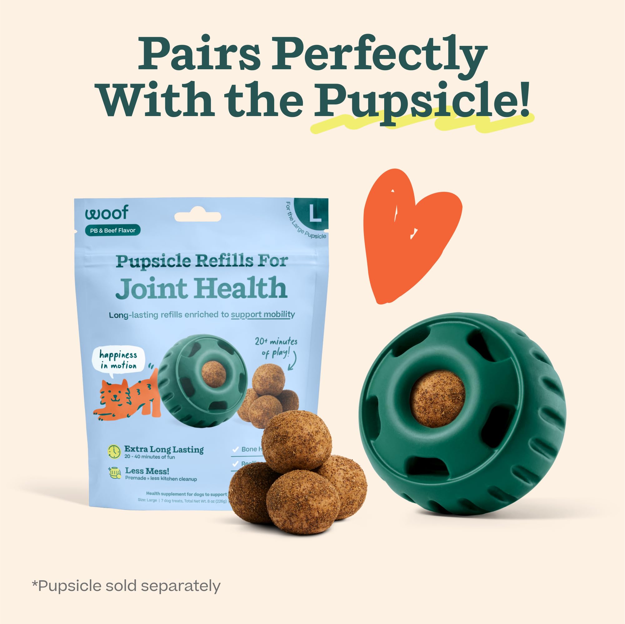 WOOF Hip & Joint Pupsicle small pops designed for small dogs with gentle joint support.