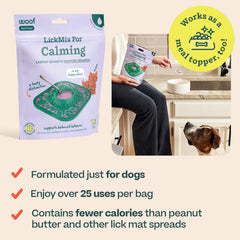 WOOF LickMixes frozen portions extend distraction during grooming or deliveries.