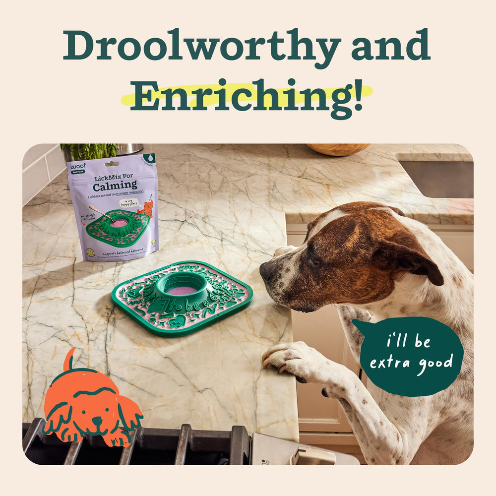 WOOF LickMixes being mixed with water for quick, easy prep.
