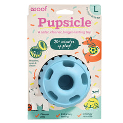 WOOF Party Pupsicle Buddy Blue front view for long-lasting dog engagement.