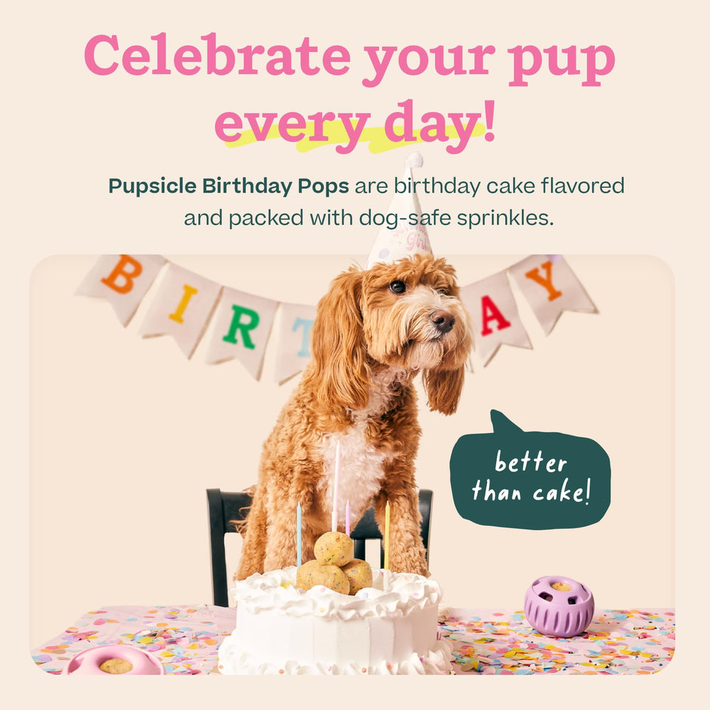 WOOF Pupsicle Birthday Pops being used as enrichment during playtime.