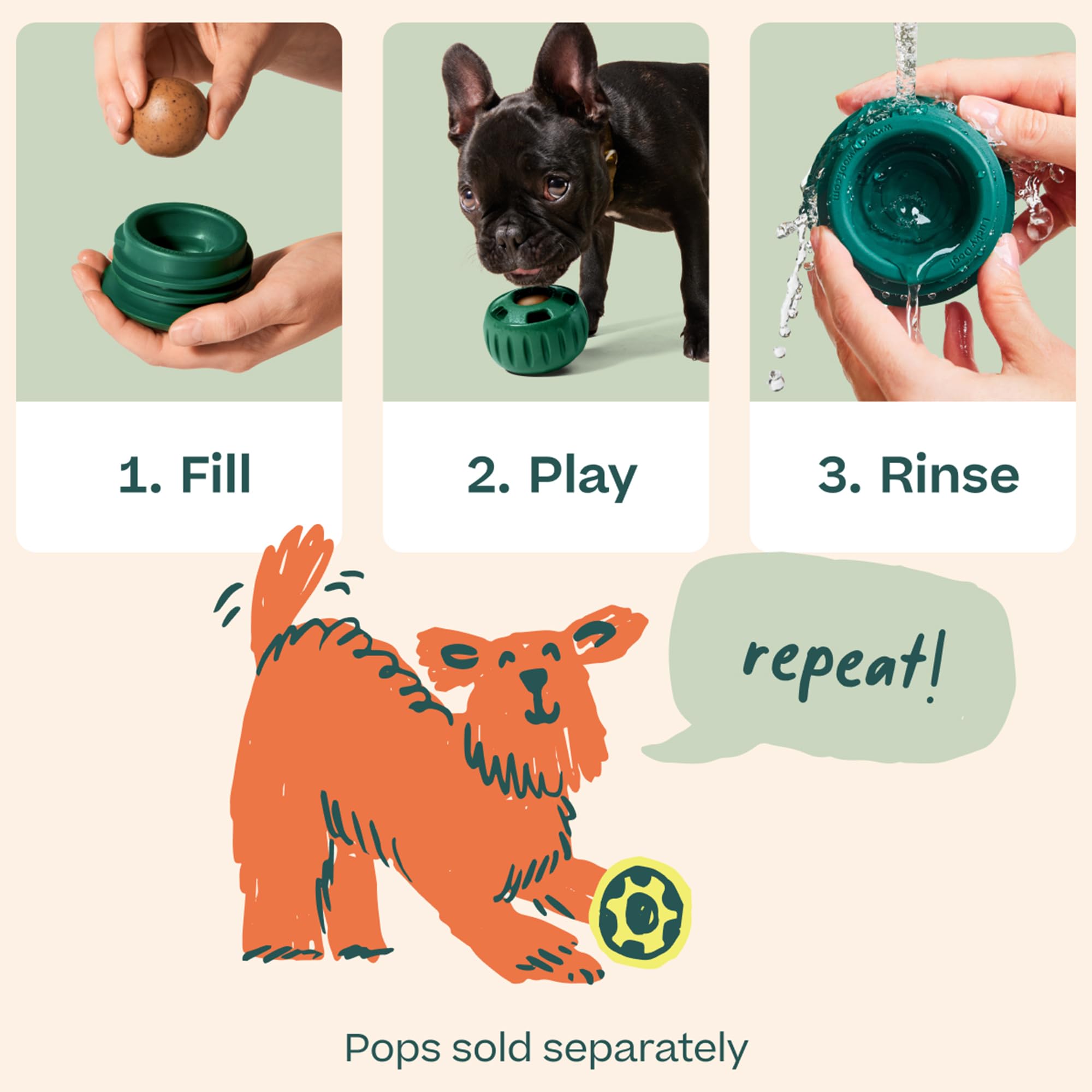 WOOF Pupsicle dishwasher-safe for simple cleaning after play.