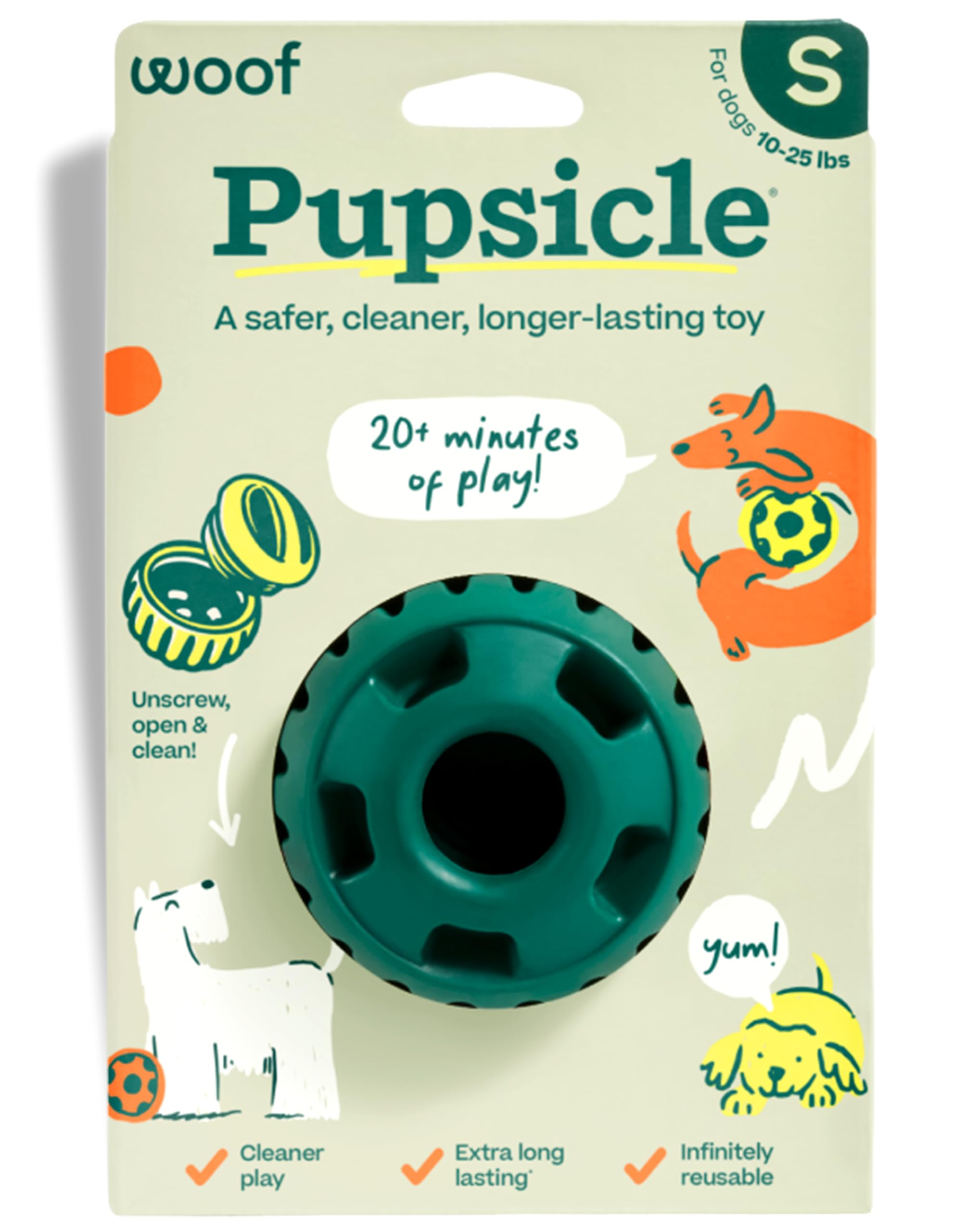 WOOF Pupsicle open-lid design for easy filling and quick prep.