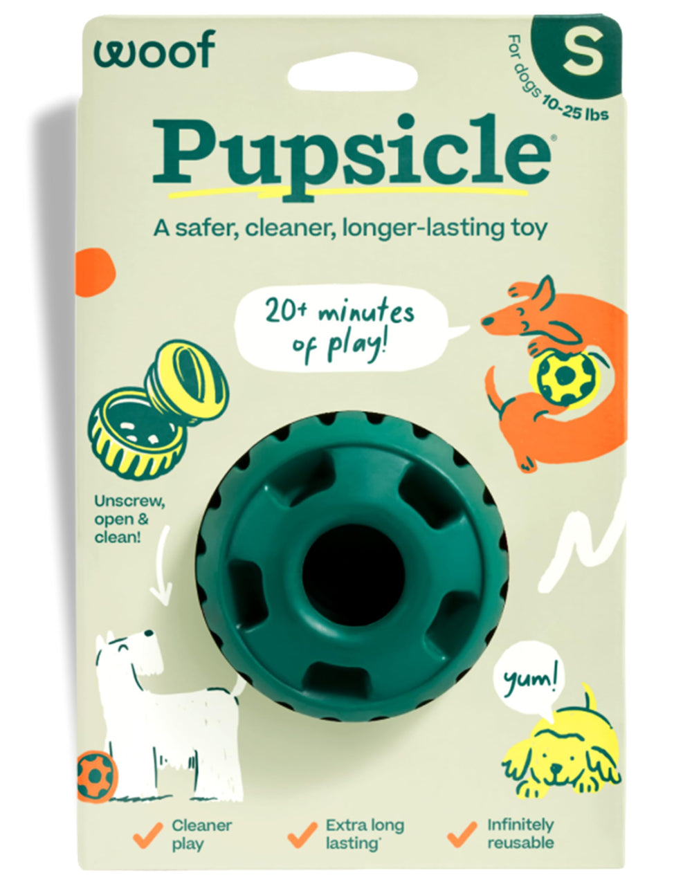 WOOF Pupsicle open-lid design for easy filling and quick prep.