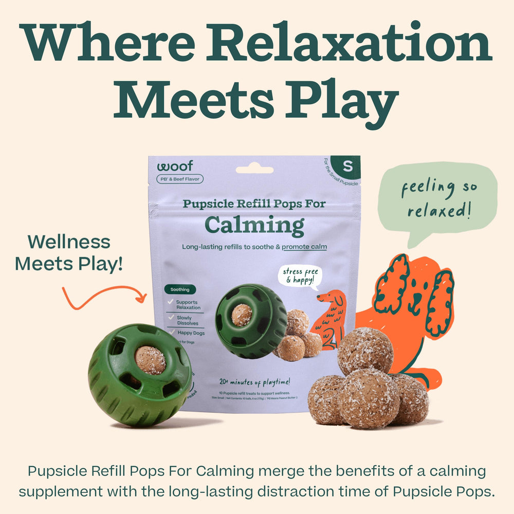 WOOF Pupsicle Refill Pops perfect for car rides and hikes for calmer moments