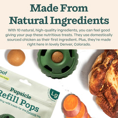 WOOF Pupsicle Refill Pops dog enjoying treat during car ride.