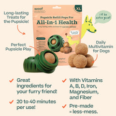 WOOF Pupsicle refill pops ingredient-closeup highlights beef plasma and peanut butter.