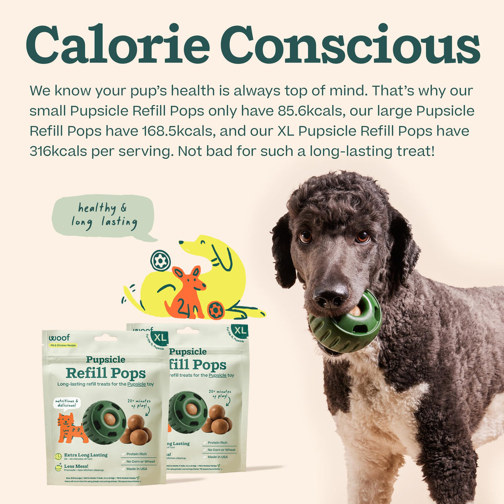WOOF Pupsicle Refill Pops on-the-go use during car rides or walks.