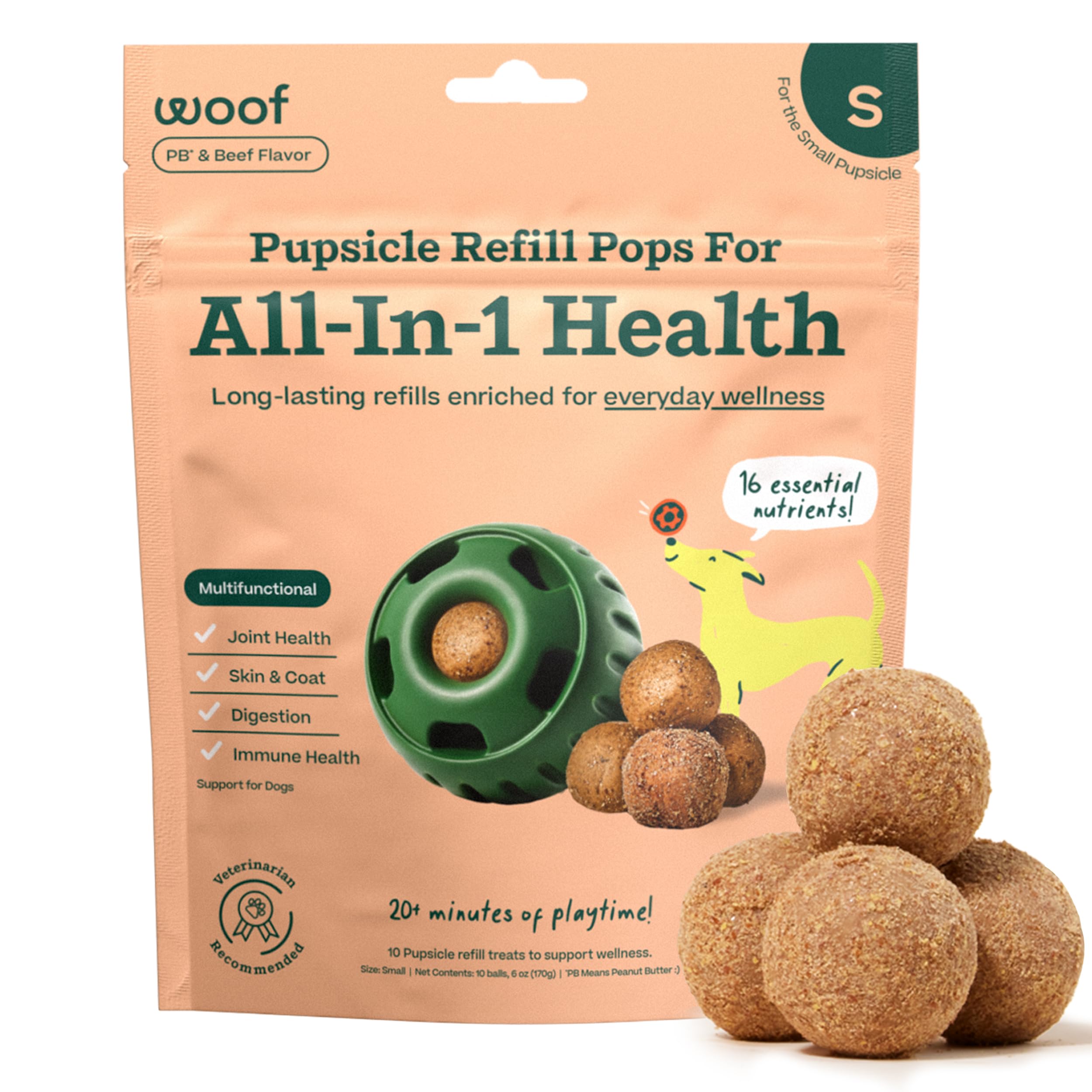 WOOF Pupsicle Refills packaging ready for easy storage and on-the-go use