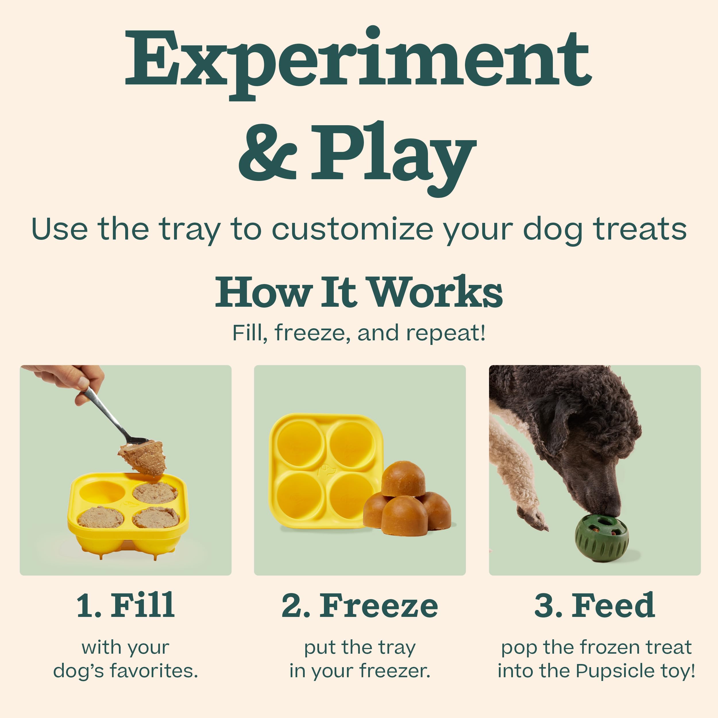 WOOF Refill Pops shown with the molds for varied snacks