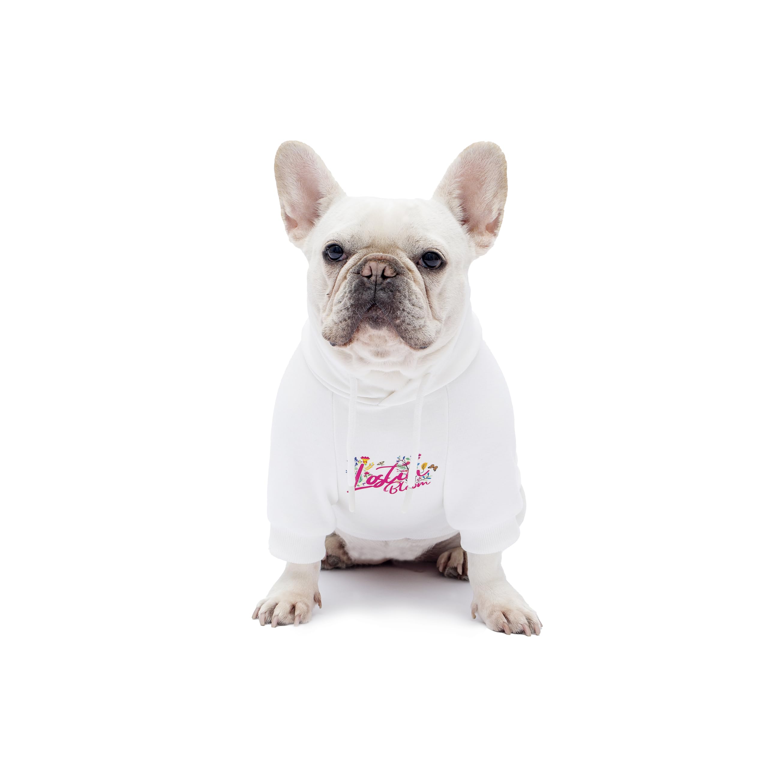 woof trails Blooming Teddy Hoodie side view shows stretchy cuffs prevent ride-up