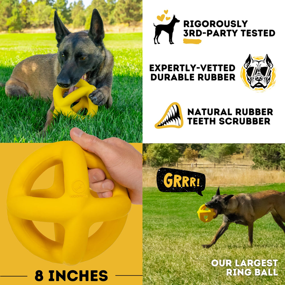 WoofBite giant-xl-ball bright yellow color easy to spot outdoors.