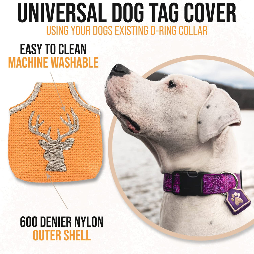 Woofhoof dog tag silencer fits up to four tags for versatile ID management.