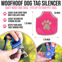 Woofhoof Peace Tag Pink on-collar view demonstrates easy attachment with no extra rings.