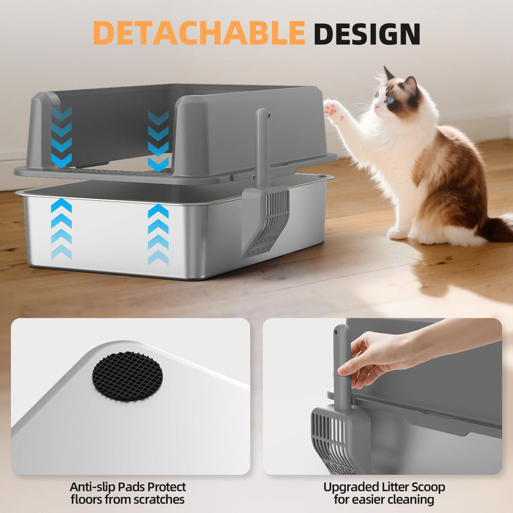 WoofiGo easy-clean metal litter box for big cats and multi-cat households