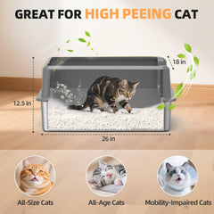 WoofiGo XL stainless steel litter pan with high sides reduces spills