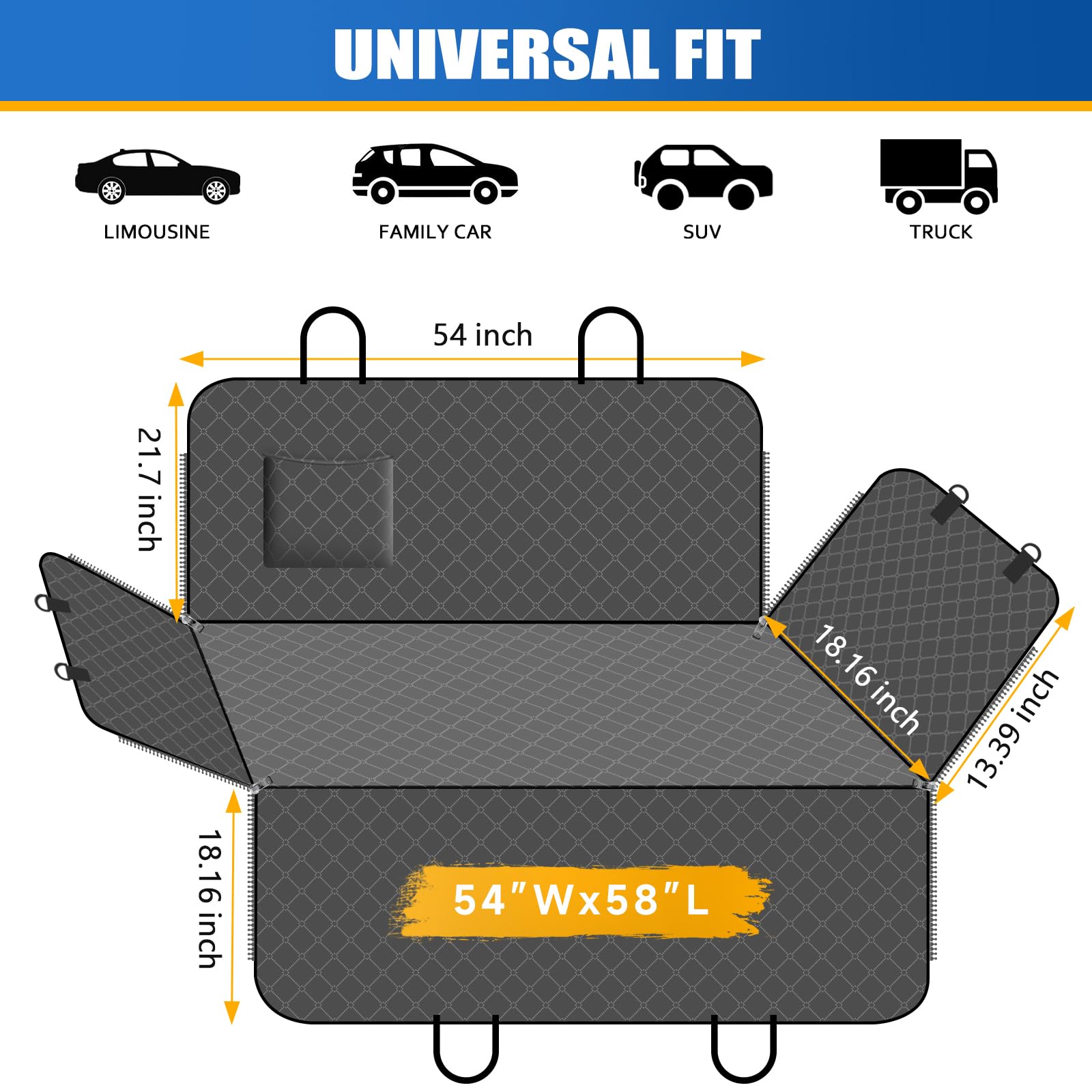 WoofKnows bolsillo de almacenamiento para perro facilita organización durante viajes.