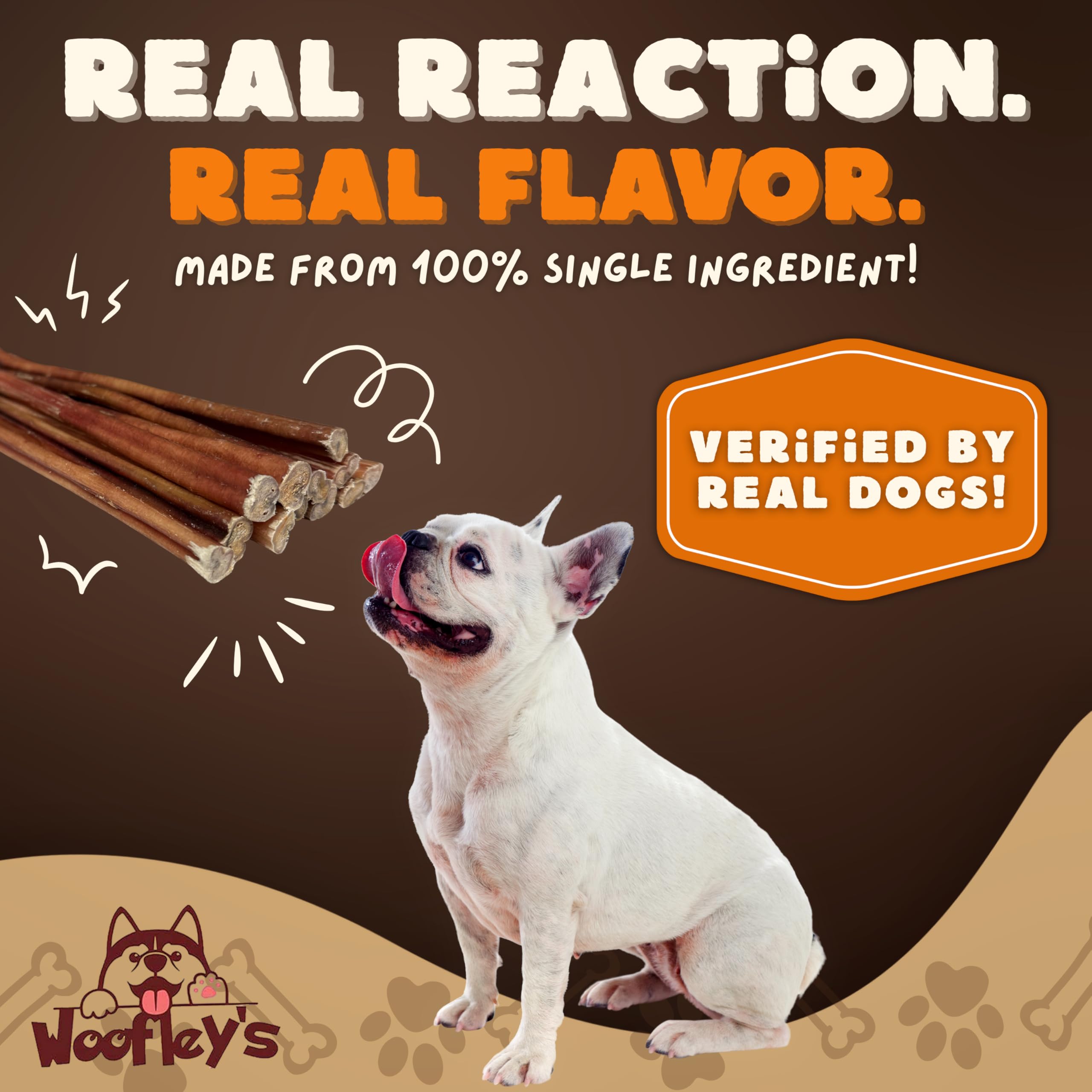 Woofley's 6 Inch Bully Sticks serve as a wholesome rawhide alternative.