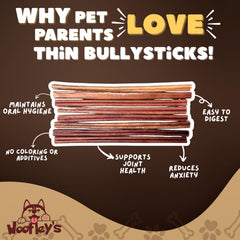 Woofley's 6 Inch Bully Sticks are easy-to-digest, single-ingredient dog chews.