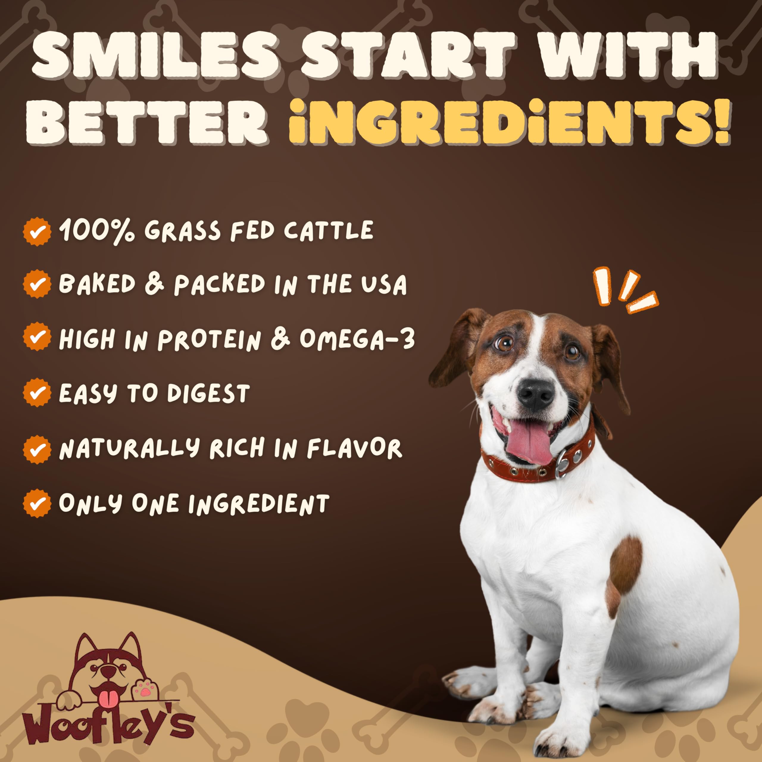 Woofley's Buffalo Beef Cheek Braids no-hide bones option for safe chewing.